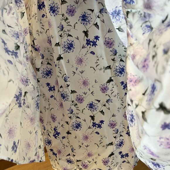 The Kooples Floral Mini Silke Blend Dress in White/Purple Peony NWT Size 3= US 8 - Picture 15 of 16